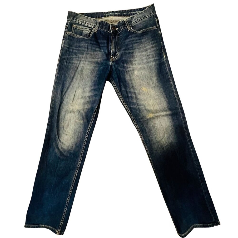 Calvin Klein Mens Jeans W34 L30 Slim Straight‎ Denim RN 36543